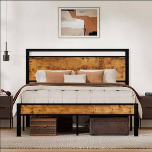 lot 17485 image: Z-hom Queen Bed Frame with Headboard Footboard Storage  Retail $109.95