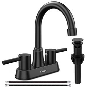 lot 17547 image: Ifaucet Matte Black 3-Hole Bathroom Faucet Centerset