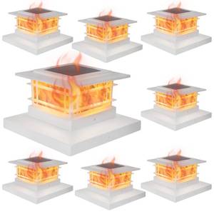 lot 17558 image: Dynaming 8 Pack Solar Post Cap Lights Flickering Flame