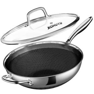 lot 17573 image: XOHUYD 13-Inch Stainless Steel Wok Pan with Lid