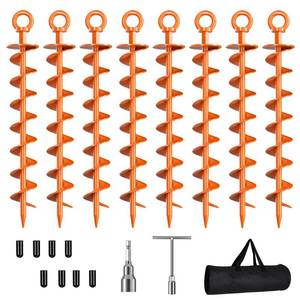 lot 17576 image: Phopich Ground Anchor Screw-In Spiral 8-Pack