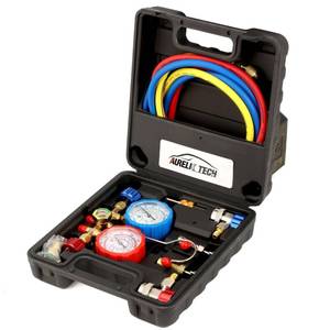 lot 17593 image: Aurelio Tech 3-Way AC Manifold Gauge Set R134A R12 R22
