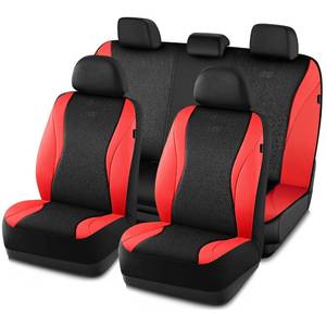 lot 17594 image: Skechers Leather Car Seat Covers with GOGA Mat, Red