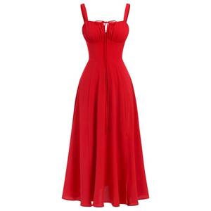 lot 18314 image: ABEHIK Womens Floral Corset Midi Dress Size S Red