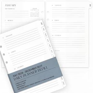 lot 18317 image: ZICOTO A5 Daily Planner Inserts 6-Ring Binder Refills 2026-2027