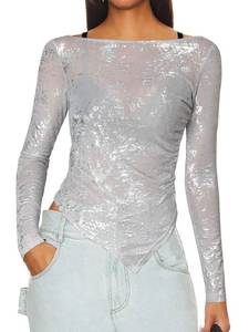 lot 18320 image: WLLW Womens Long Sleeve Mesh Blouse Size L