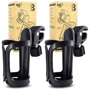lot 18357 image: Badiano Stroller Cup Holders, Universal 2-Pack, Black