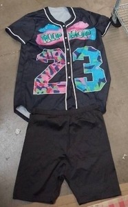 lot 18374 image: Hip Hop 23 Colorful Baseball Jersey with Shorts XXL