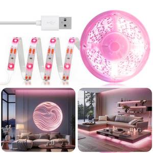 lot 18405 image: Aalnfe LED Light Strip 6.56 FT Pink USB 5V