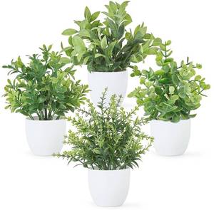 lot 18451 image: Mkono 4-Pack Mini Artificial Potted Plants