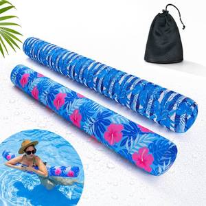 lot 19796 image: Inflatable Swimming Pool Noodle, 2 Pack Soft Fabric Quick Drying Covered Large Pool Floats Noodles, Premium Buoyancy Swim PoolFloats with Portable Storage Bag for Pool Party Toy��TropicalPlants��
