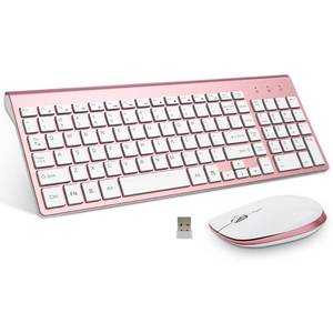 lot 19804 image: FENIFOX Keyboard and Mouse Wireless, Slim Flat for Laptop PC Rose Pink