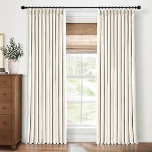lot 19806 image: CAPALOCA Natural Pinch Pleated 100% Blackout Curtains 96 Inch Long (Brown)