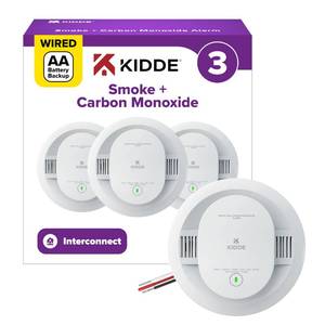 lot 19811 image: Kidde Smoke & CO Detector, Hardwired & AA Battery Backup, 30CUAR, 3 Pack