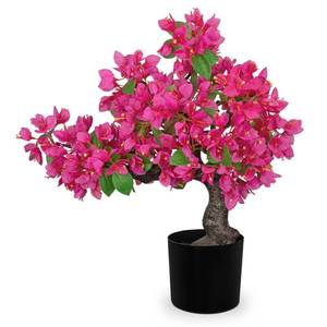 lot 19834 image: Briful Artificial Bougainvillea Flower Plant 20.8 Bougainvillea Bonsai Tree with Black Pot Silk Bougainvillea Floral Centerpiece for Home Office Dining Table Shelf Bathroom Decor(Hot Pink)