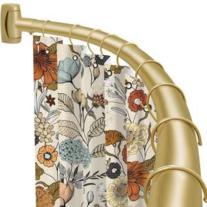 lot 19836 image: YNL Curved Shower Curtain Rod 35-82In(2.9-6.8Ft), Gold Round Rustproof Shower Rod for Bathroom Bathtub, Adjustable Arched Shower Curtain Rod, Never RustExtra SpaceNon-SlipExpandableNeed to Drill