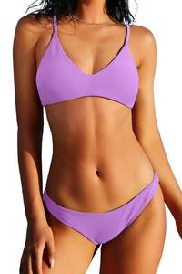 lot 20195 image: ZAFUL Womens Solid Spaghetti Strap Bralette Bikini Set Two Piece Swimsuit Large
