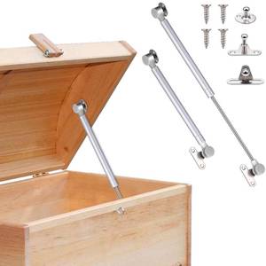 lot 20199 image: 4 Pack Soft Close Hinges for Toy Box, Heavy Duty 150N Gas Strut Spring, Round, Arched & Flat Lids, Slow Close ��with 22.8cm (9 inch) Adjustable Range, Stainless Steel