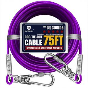 lot 20223 image: Tie Out Cable for Dogs Up to 300lbs, 75ft Extra Strong 1000lbs Break Strength Tie-Out Tether Trolley Training Lead,Dog Run Cable for Yard Garden Park Camping Outside (Purple, 300lbs 75ft)