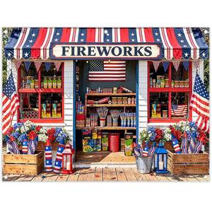 lot 20226 image: ZTHMOE 8x6ft American Flag Fireworks Store Backdrop 4th of July Banner