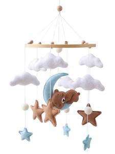 lot 20227 image: Lanttoe Baby Crib Mobile, Handmade Felt Moon Bear Mobile for Boys Girls