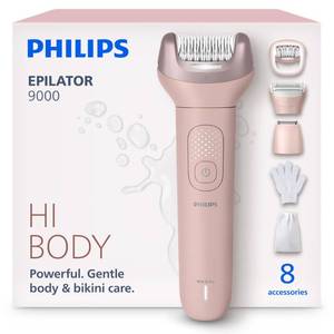lot 20232 image: Philips Epilator Series 9000 - Cordless Wet and Dry Electric Epilator, Hair Removal for Legs, Body and Bikini, with ProGuide, 8 Accessories, 60 min. Runtime, Model BRE71700
