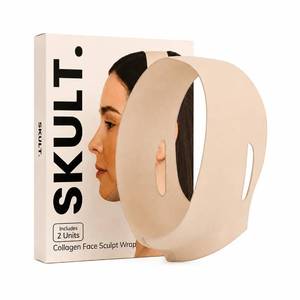 lot 20237 image: SKULT Collagen Face Sculpt Wrap for Chin & Jawline 1 PC, Reusable Chin Strap for Sleeping, Adjustable Jawline Shaper Mask, Breathable Skin-Friendly Face Wrap (Beige) Large