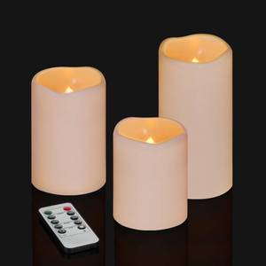 lot 20241 image: Flameless Candles 4 5 6 Outdoor Indoor Pillars Battery Operated Flickering Candles Include 10-Key Remote Timer 400 Hours by 2 AA Batteries (Ivory Candle - Warm light, 3D x 456 H - 3 Pack)