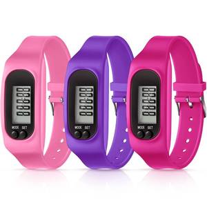 lot 20244 image: Kenning 3 Pcs Walking Running Pedometer Watch,Pink, Purple, Rose