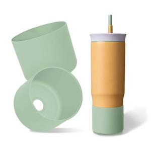 lot 20265 image: 2PCS Silicone Boots for Owala Triple Layer Insulated Travel Tumbler 24oz, Bottom Sleeve Non-Slip Owala Bottle Accessories, Scratch-Resistant Protective Water Bottle Cover Cup, BPA-Free (Purple)
