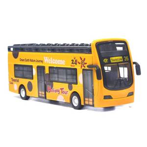 lot 20269 image: Ailejia Bus Toy Sightseeing Double Decker City Bus Open Top Model Die-Cast Metal Toy Cars Toy Die Cast Pull Back Vehicles Mini Model Car Lights and Music (Yellow)