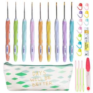lot 20274 image: Latest Set of 27 PCS Small Size Crochet Hook Set with Case,Ergonomic Handle Crochet Hook Needles for Arthritic Hands, Thread Crochet Steel Lace Hooks Size 0.8mm to 2.75mm