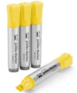 lot 20276 image: Mr. Pen- Jumbo Permanent Markers, 4 Pack, Yellow, Chisel Tip, Wide Tip