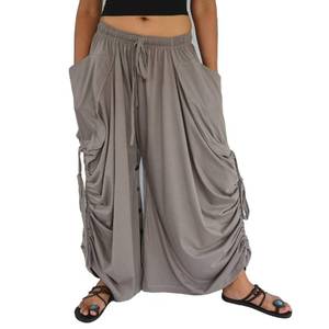lot 20279 image: Sakoonee Womens Harem Pants Palazzo Dhoti Lounge Trousers, Cappucino Large