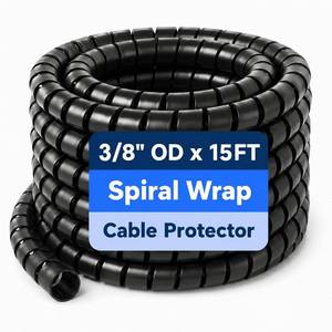 lot 20301 image: Spiral Wrap Hose Protector 38 OD x 15 FT, Heavy Duty Hydraulic Hose Wrap, Flexible HDPE Cable Protector Sleeve for Hydraulic Hoses, Wire Harnesses & Automotive Cables