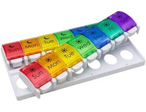 lot 20316 image: Ezy Dose Weekly (7-Day) AMPM Pill Organizer, Large Medicine Case, Rainbow
