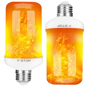 lot 20322 image: Y- STOP Flame Light Bulbs, Upgraded 4 Modes Fire Light Bulb with Upside Down Effect, E26 Base Flickering Light Bulb for Halloween Decorations, Christmas, Outdoor, Indoor, Home Decor, White, 2 Pack