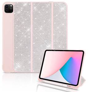 lot 20326 image: Leuhiove Bling Case for iPad Pro 11-Inch, 2022202120202018 Model (4th3rd2nd1st Generation),Sparkle Glitter Rhinestone Stand Cover��Supports Touch ID Auto WakeSleep (Pink with Pencil Holder)