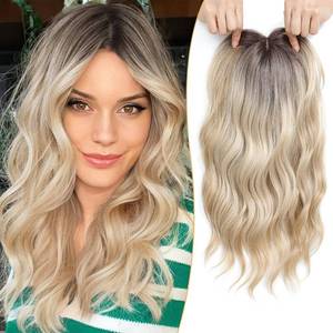 lot 20334 image: PANEWAY 16Inch Hair Toppers for Women with Thinning Hair - 6.5x6.5 Ladies Wiglets Toppers - Ombre Dark Root to Blonde