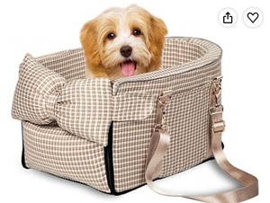 lot 1655 image: Plaid colored dog bed foldable with zipper travel bone