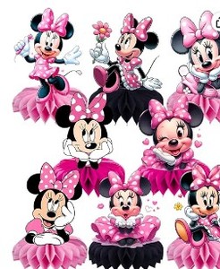 lot 2486 image: 8Pcs Minnie Table Centerpiece Birthday Party Supplies Double Side Table Decorations for Minnie Themed Party Decorations