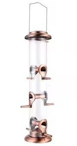 lot 18375 image: Stainless Steel Bird Feeder w Copper Accents