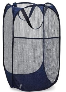 lot 19818 image: Handy Laundry Blue Mesh Laundry Basket, Collapsible, Navy