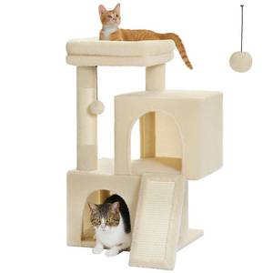lot 1729 image: PAWZ Road 30 Cat Tower, Small Cat Tree with 2 Condos for Indoor Cats