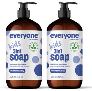 lot 1735 image: Everyone 3-in-1 Kids Soap, Lavender Bubble Bath & Shampoo, 32 oz 2-Pack