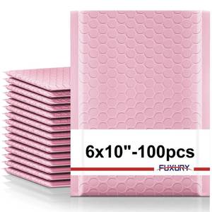 lot 1737 image: Fuxury Bubble Mailers 6x10 100 Pack Light Pink Padded Envelopes Self Seal