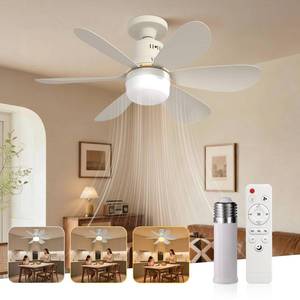 lot 1741 image: BOKELUNA 2 Pack Socket Fan Light with Remote - 20 Small Ceiling Fans with Lights, 2200 Lumens Dimmable, 3 Colors 3000K-6500K, Easy Install Screw in E26 Base for Bedroom Living Room Kitchen Garage
