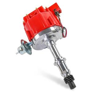 lot 1742 image: HEI Distributor wCap & Rotor Replacement For Pontiac 301ci 326ci 350ci 389ci 400ci 421ci 428ci 455ci V8 65K Coil Small Block Big Block Replace JM6504R PE326 1040011 One Wire Installation Red Cap