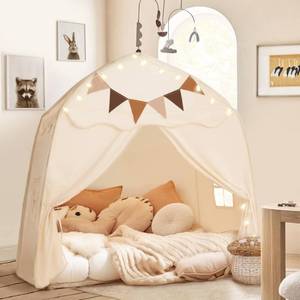 lot 1749 image: Little Dove Large Kids Play Tent with Star Lights & Flags, Portable & Foldable Teepee Tents, Dome Tent Playhouse for Indoor & Outdoor Use, 51x39x51 in, Cream