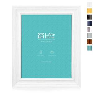 lot 1752 image: LaVie Home 8x10 Picture Frames (3 Pack, Distressed White Wood Grain) Rustic Photo Frame Set with Tempered glass for Wall Mount & Table Top Display